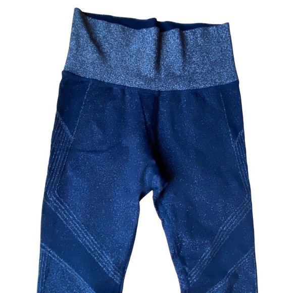 NWOT Athleta Twilight Sparkly Leggings Navy Silver Active Athleisure-M - Picture 8 of 12